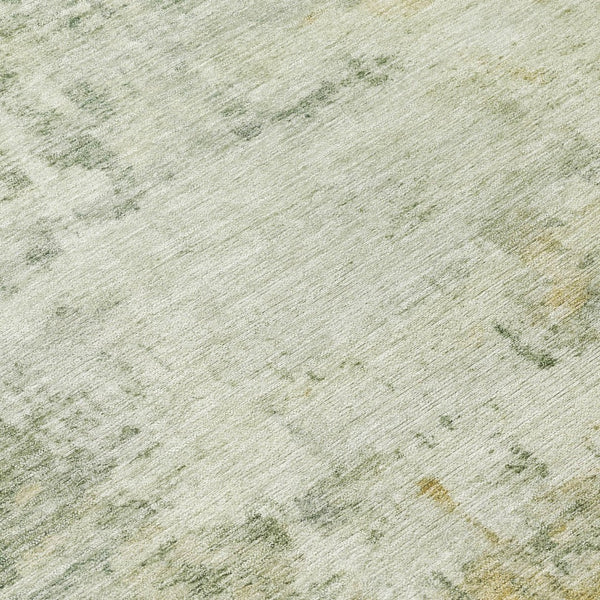 HomeRoots 8' Artichoke Green and Ivory Round Abstract Rug - Stylish, Washable, Durable for Indoor & Outdoor Use 689307