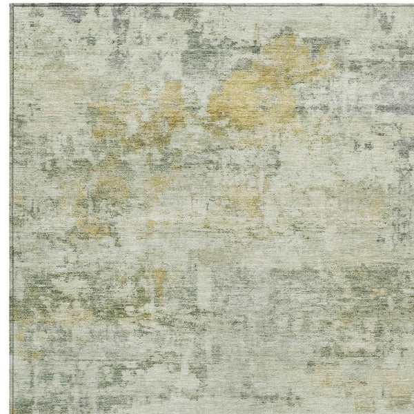 HomeRoots 8' X 10' Artichoke Green & Ivory Abstract Washable Area Rug for Indoor/Outdoor Spaces, Stylish & Durable 689308