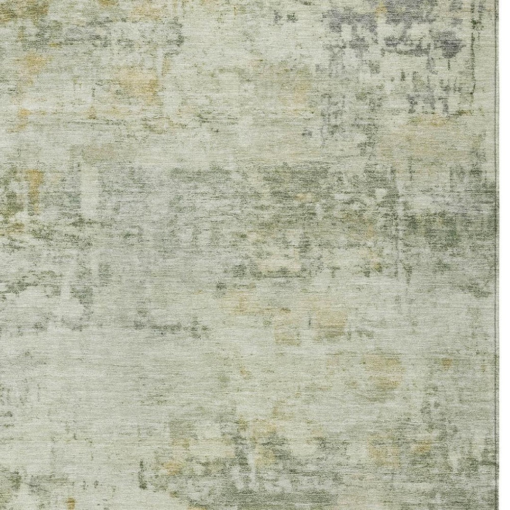 HomeRoots 9' X 12' Artichoke Green Abstract Area Rug - Washable, Stain-Resistant, Perfect for Indoor & Outdoor Use! 689309