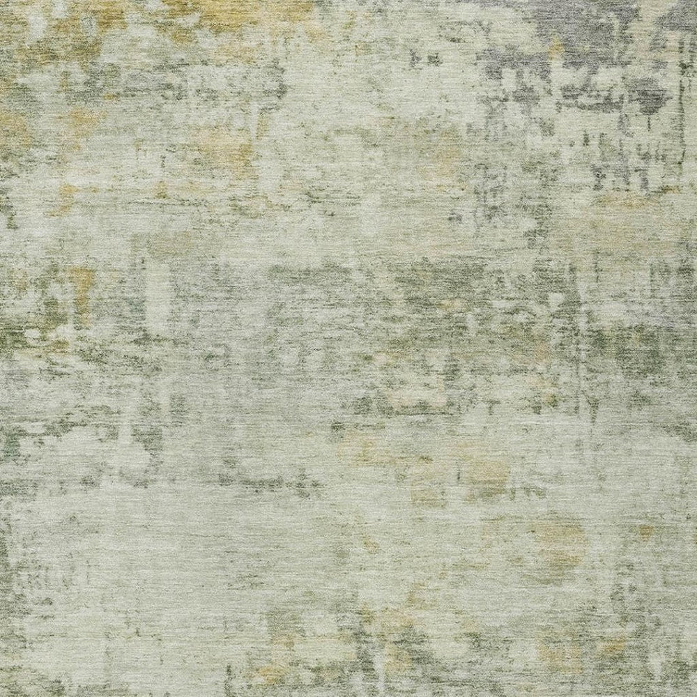 HomeRoots 10' X 14' Artichoke Green Abstract Area Rug – Stylish, Washable, Stain-Resistant for Indoor & Outdoor Use 689310