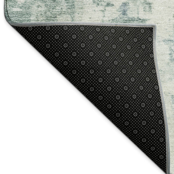 HomeRoots 5' Aqua and Ivory Abstract Washable Area Rug – Versatile Indoor/Outdoor Design for Modern Spaces 689312