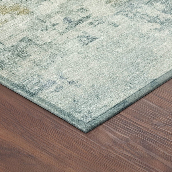 HomeRoots 5' Aqua and Ivory Abstract Washable Area Rug – Versatile Indoor/Outdoor Design for Modern Spaces 689312