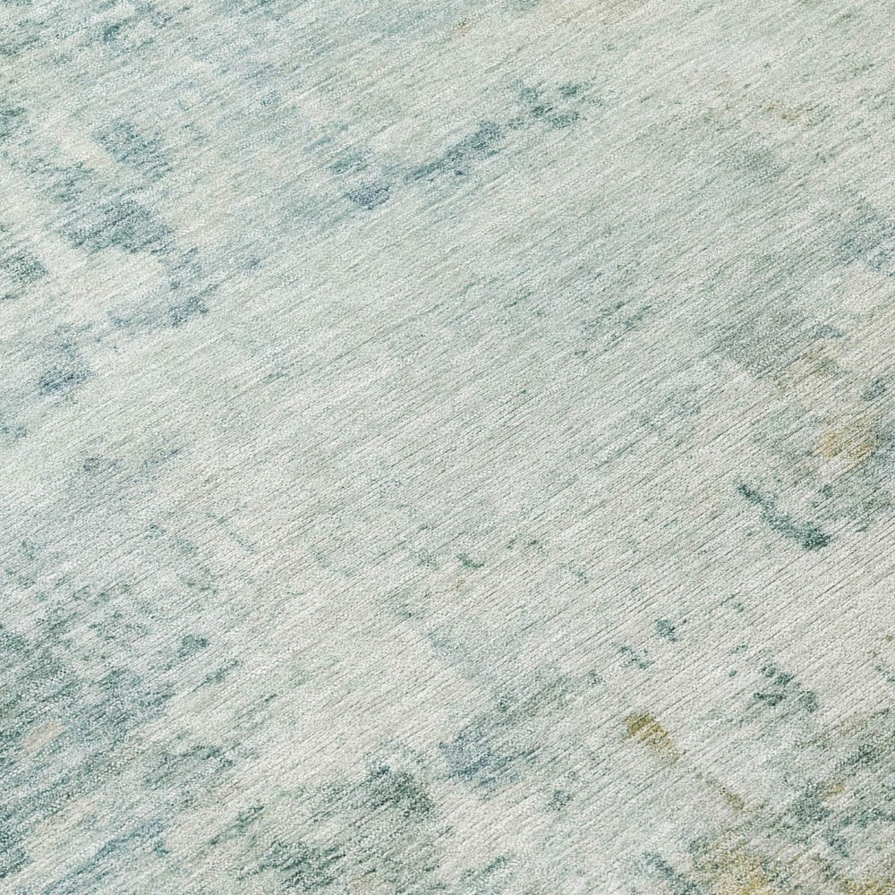 HomeRoots 5' Aqua and Ivory Abstract Washable Area Rug – Versatile Indoor/Outdoor Design for Modern Spaces 689312