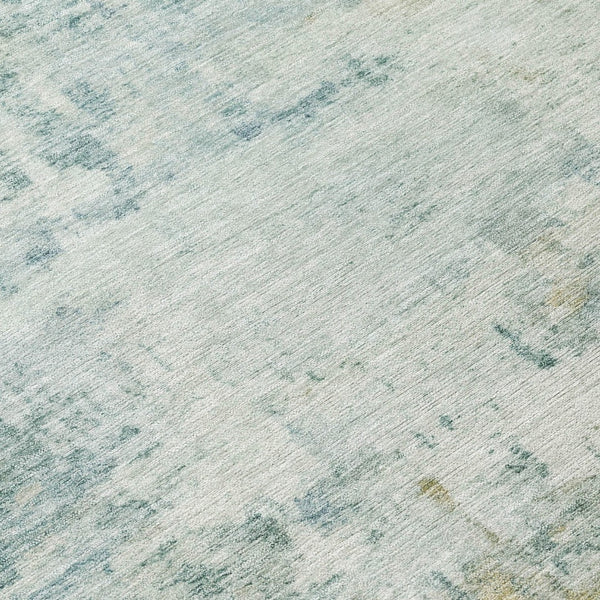 HomeRoots 5' Aqua and Ivory Abstract Washable Area Rug – Versatile Indoor/Outdoor Design for Modern Spaces 689312