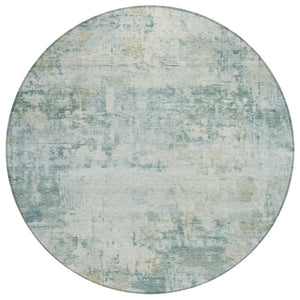 HomeRoots 8' Aqua Round Abstract Rug - Stylish, Washable Indoor/Outdoor Area Rug for High-Traffic Spaces 689313