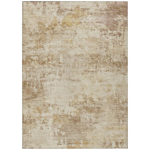 HomeRoots 5' X 8' Beige and Brown Abstract Washable Area Rug - Durable, Stylish, Indoor/Outdoor Versatility 689318