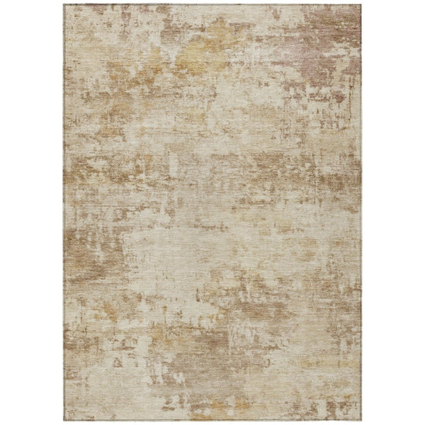 HomeRoots 5' X 8' Beige and Brown Abstract Washable Area Rug - Durable, Stylish, Indoor/Outdoor Versatility 689318