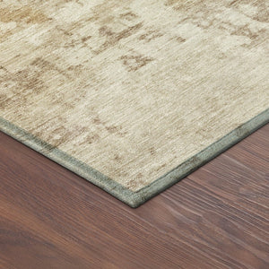 HomeRoots 8' Round Abstract Area Rug - Washable Beige & Brown for Indoor/Outdoor Spaces, Durable & Stylish 689319