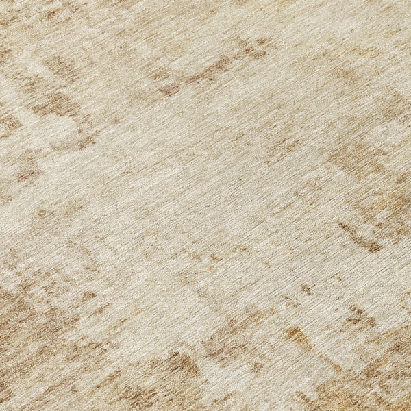 HomeRoots 8' Round Abstract Area Rug - Washable Beige & Brown for Indoor/Outdoor Spaces, Durable & Stylish 689319