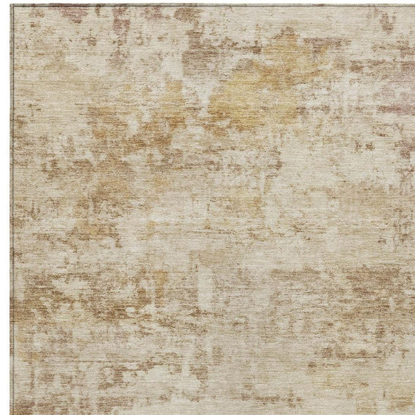 HomeRoots 8' X 10' Beige & Brown Abstract Area Rug - Durable, Washable, Stain-Resistant for Indoor & Outdoor Use 689320