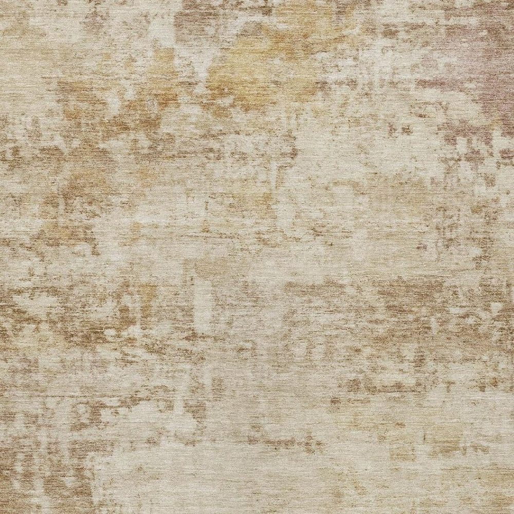 HomeRoots 10' Modern Beige and Brown Abstract Washable Area Rug - Stylish, Durable, Indoor/Outdoor Versatile Design 689322