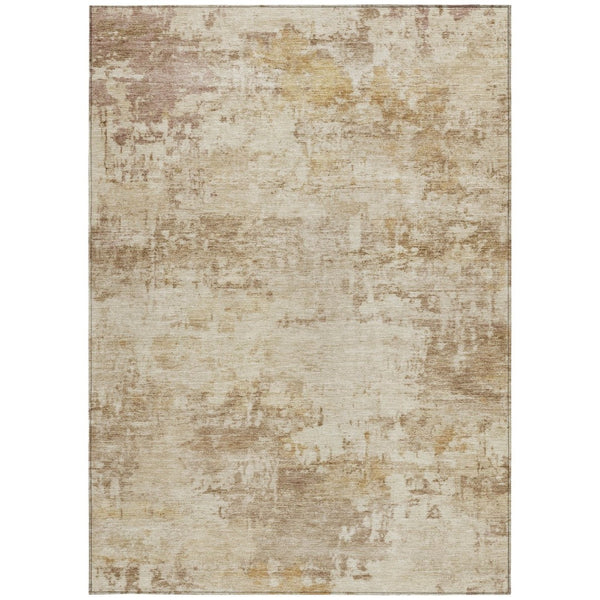 HomeRoots 10' Modern Beige and Brown Abstract Washable Area Rug - Stylish, Durable, Indoor/Outdoor Versatile Design 689322