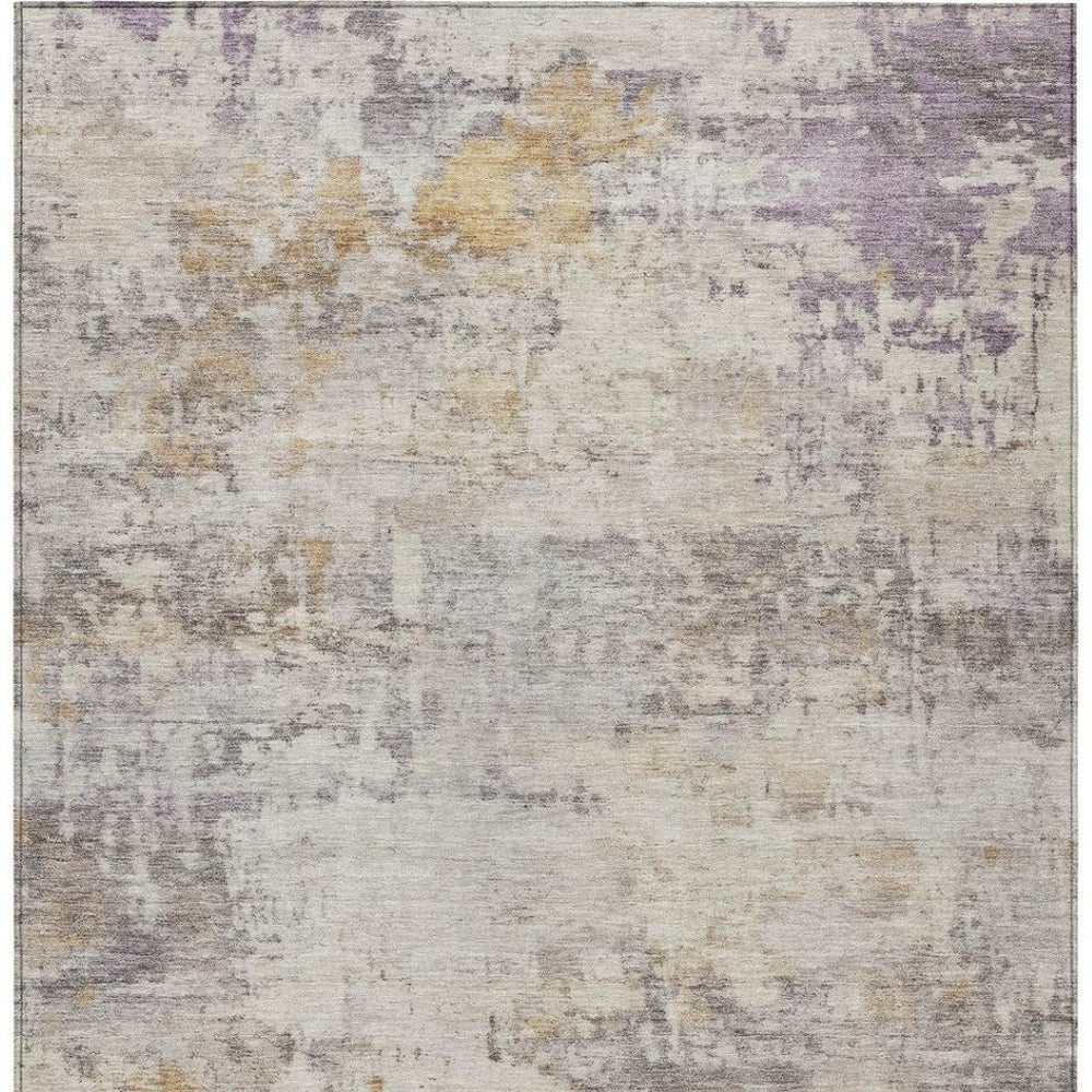 HomeRoots 5' X 8' Stylish Linen And Beige Abstract Washable Area Rug for Indoor-Outdoor Use, Machine Cleanable 689324