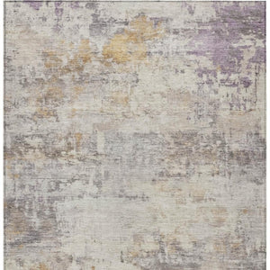 HomeRoots 5' X 8' Stylish Linen And Beige Abstract Washable Area Rug for Indoor-Outdoor Use, Machine Cleanable 689324