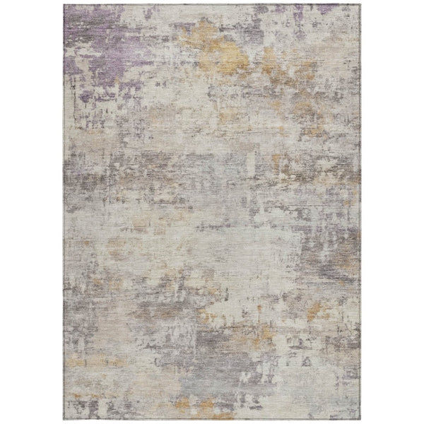 HomeRoots 5' X 8' Stylish Linen And Beige Abstract Washable Area Rug for Indoor-Outdoor Use, Machine Cleanable 689324