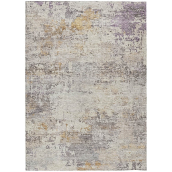HomeRoots 5' X 8' Stylish Linen And Beige Abstract Washable Area Rug for Indoor-Outdoor Use, Machine Cleanable 689324