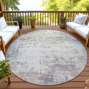 HomeRoots 8' Round Abstract Indoor-Outdoor Area Rug - Durable, Washable, Stylish, Perfect for High-Traffic Spaces 689325