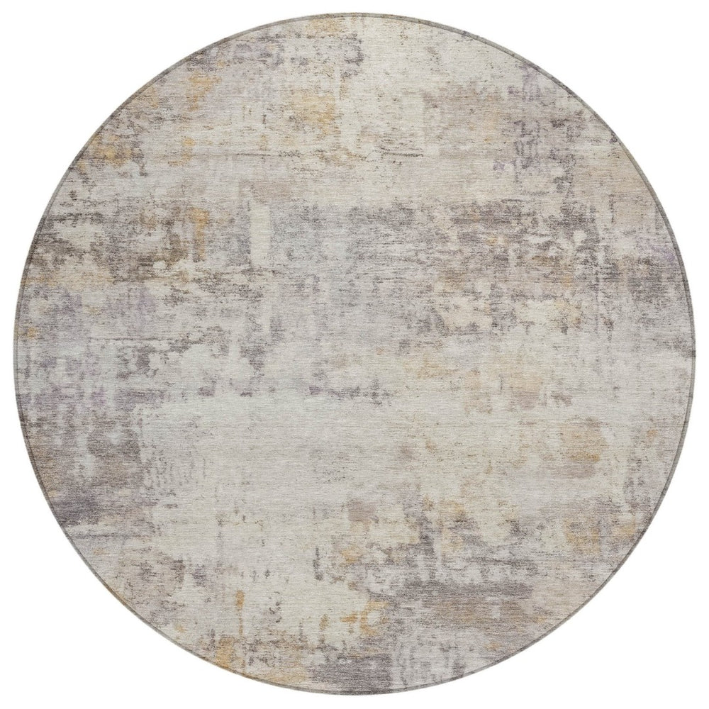 HomeRoots 8' Round Abstract Indoor-Outdoor Area Rug - Durable, Washable, Stylish, Perfect for High-Traffic Spaces 689325