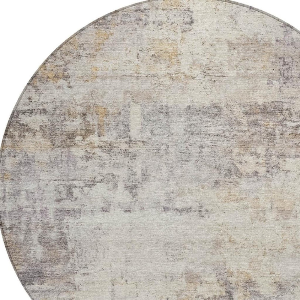 HomeRoots 8' Round Abstract Indoor-Outdoor Area Rug - Durable, Washable, Stylish, Perfect for High-Traffic Spaces 689325