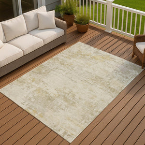 HomeRoots 5' X 8' Beige and Ivory Abstract Area Rug - Washable, Durable, Stylish for Indoor and Outdoor Spaces 689330