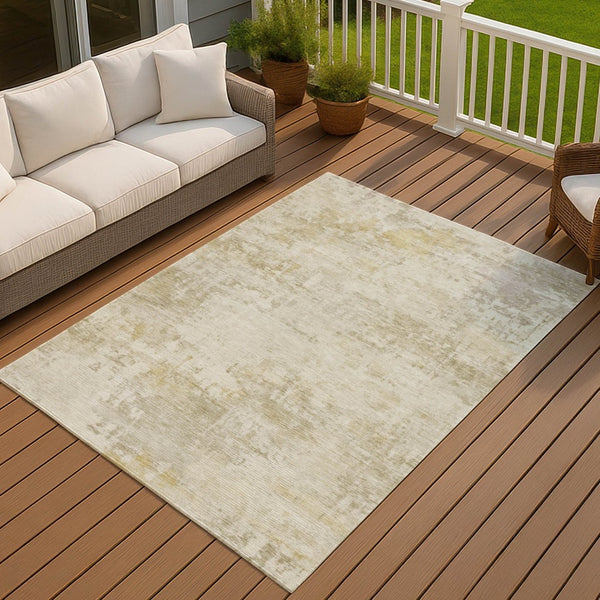 HomeRoots 5' X 8' Beige and Ivory Abstract Area Rug - Washable, Durable, Stylish for Indoor and Outdoor Spaces 689330
