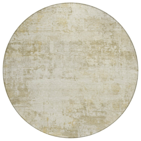 HomeRoots 8' Abstract Beige and Ivory Round Washable Area Rug for Indoor & Outdoor Spaces - Modern Style! 689331