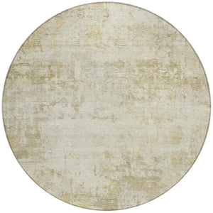 HomeRoots 8' Abstract Beige and Ivory Round Washable Area Rug for Indoor & Outdoor Spaces - Modern Style! 689331