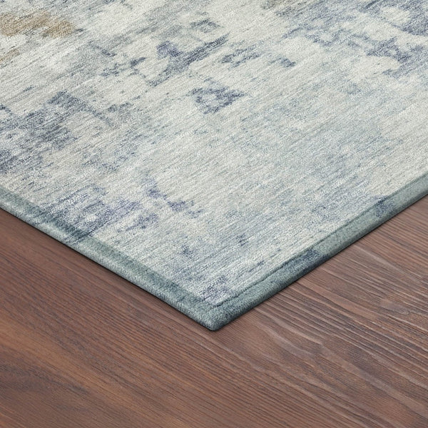 HomeRoots 5' X 8' Sky Blue and Ivory Abstract Rug - Durable, Washable for Indoor/Outdoor Use, Stylish Design! 689336