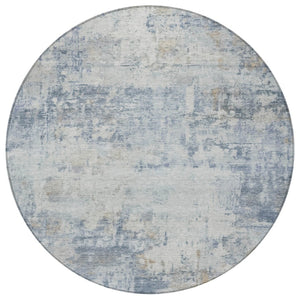 HomeRoots 8' Sky Blue Round Abstract Area Rug - Washable Design for Indoor & Outdoor Versatility, Stylish & Durable 689337