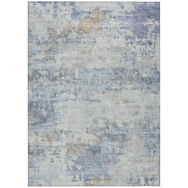 HomeRoots 9' X 12' Sky Blue Abstract Washable Area Rug - Stylish, Durable, Indoor/Outdoor for High-Traffic Spaces 689339