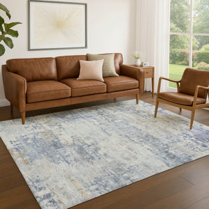 HomeRoots 9' X 12' Sky Blue Abstract Washable Area Rug - Stylish, Durable, Indoor/Outdoor for High-Traffic Spaces 689339