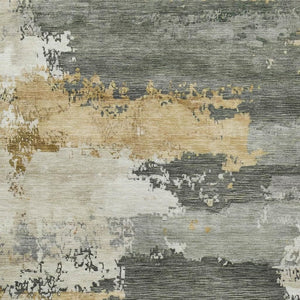 HomeRoots 8' X 10' Artichoke Green Gold Abstract Area Rug - Stylish, Washable, Indoor/Outdoor Perfect for Any Space 689344
