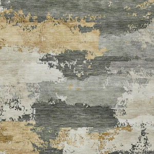 HomeRoots 10' Artichoke Green, Gold & Ivory Abstract Washable Area Rug for Indoor/Outdoor Living Spaces 689346