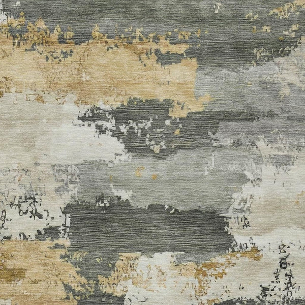 HomeRoots 10' Artichoke Green, Gold & Ivory Abstract Washable Area Rug for Indoor/Outdoor Living Spaces 689346