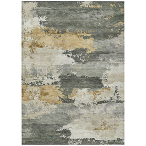 HomeRoots 10' Artichoke Green, Gold & Ivory Abstract Washable Area Rug for Indoor/Outdoor Living Spaces 689346