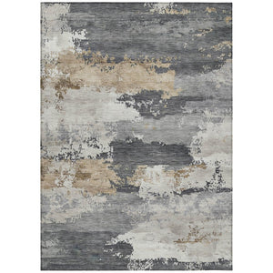 HomeRoots 10' Charcoal Beige and Ivory Abstract Area Rug - Durable, Washable, Indoor/Outdoor Style for Living Spaces 689352