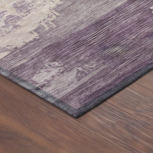 HomeRoots 8' Stylish Eggplant and Beige Round Abstract Area Rug - Durable, Washable, Indoor/Outdoor Versatility 689361
