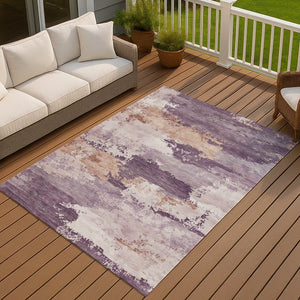 HomeRoots 8' X 10' Stylish Eggplant & Beige Abstract Indoor/Outdoor Area Rug - Durable, Washable, Versatile! 689362