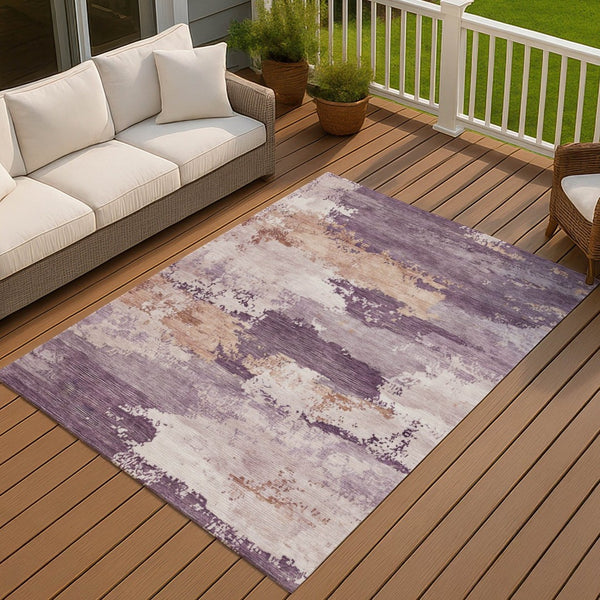 HomeRoots 8' X 10' Stylish Eggplant & Beige Abstract Indoor/Outdoor Area Rug - Durable, Washable, Versatile! 689362