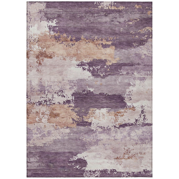 HomeRoots 8' X 10' Stylish Eggplant & Beige Abstract Indoor/Outdoor Area Rug - Durable, Washable, Versatile! 689362