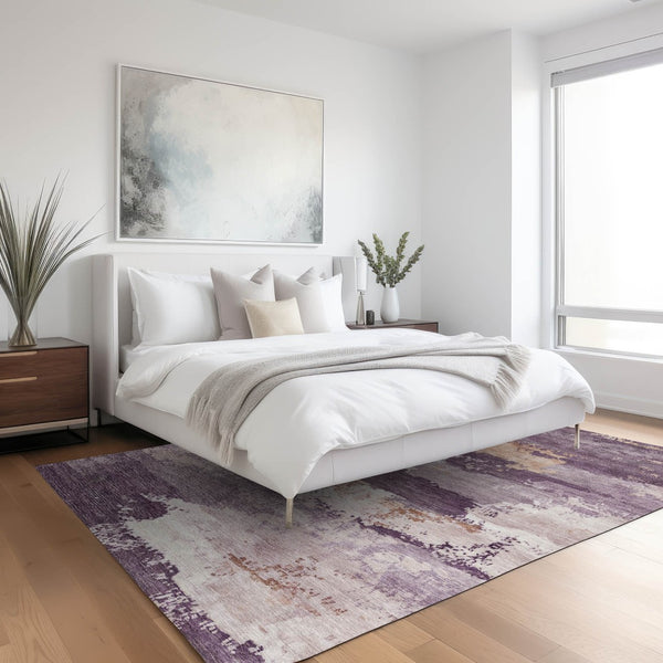 HomeRoots 8' X 10' Stylish Eggplant & Beige Abstract Indoor/Outdoor Area Rug - Durable, Washable, Versatile! 689362