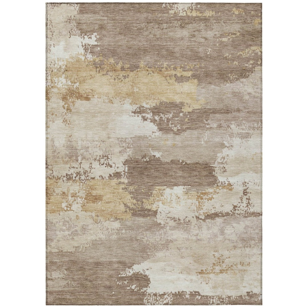 HomeRoots 5' X 8' Coffee And Ivory Abstract Washable Rug – Stylish, Durable, Indoor/Outdoor Area Essential 689366