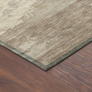 HomeRoots 8' Coffee and Ivory Round Abstract Washable Rug - Stylish, Durable Indoor/Outdoor Area Decor 689367
