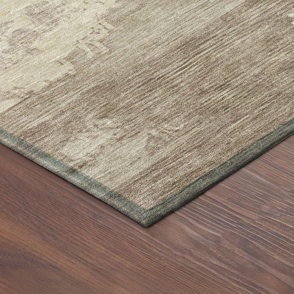 HomeRoots 8' Coffee and Ivory Round Abstract Washable Rug - Stylish, Durable Indoor/Outdoor Area Decor 689367