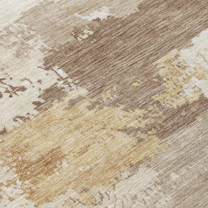 HomeRoots 8' Coffee and Ivory Round Abstract Washable Rug - Stylish, Durable Indoor/Outdoor Area Decor 689367