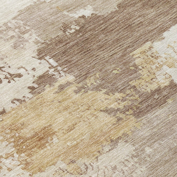 HomeRoots 8' Coffee and Ivory Round Abstract Washable Rug - Stylish, Durable Indoor/Outdoor Area Decor 689367