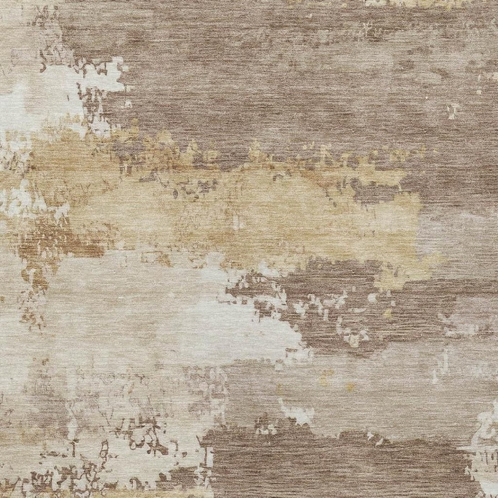 HomeRoots 10' Coffee and Ivory Abstract Washable Area Rug - Durable, Stylish, Indoor/Outdoor Versatile Design! 689370