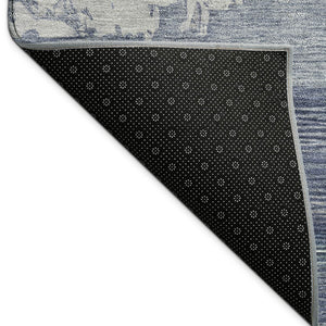 HomeRoots 5' Modern Abstract Navy Blue Area Rug - Washable, Durable Design for Indoor & Outdoor Spaces 689372