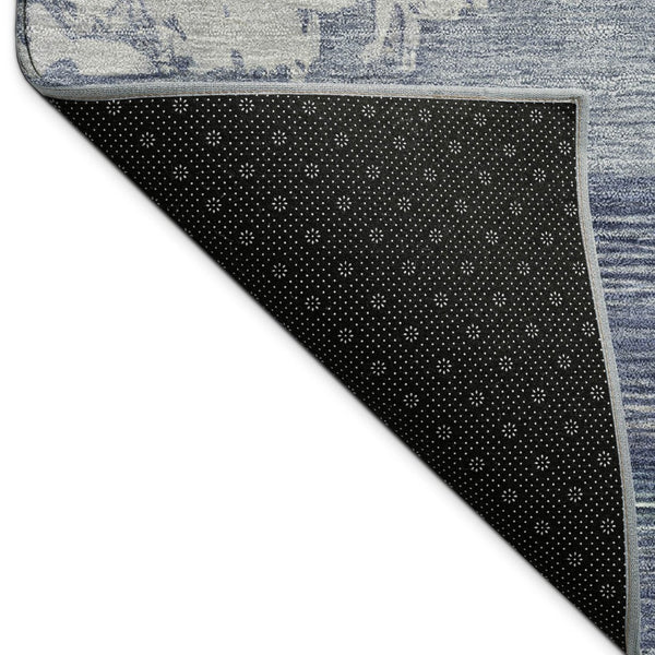 HomeRoots 5' Modern Abstract Navy Blue Area Rug - Washable, Durable Design for Indoor & Outdoor Spaces 689372