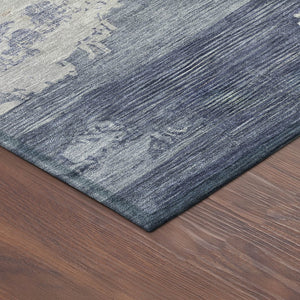 HomeRoots 5' Modern Abstract Navy Blue Area Rug - Washable, Durable Design for Indoor & Outdoor Spaces 689372